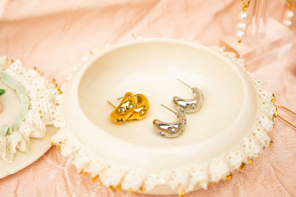 Sparkly Titanium Hoop Earrings