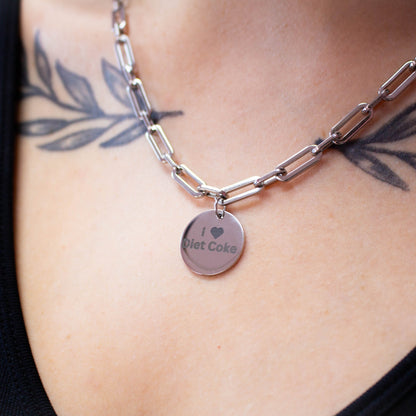 "I Heart Diet Coke" Engraved Necklace