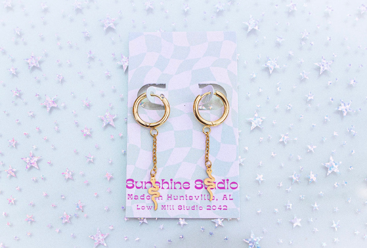 Titanium Snake Dangle Chain Earrings