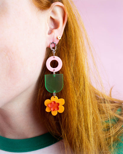 Feeling Lucky and Cute-Acrylic Flower Earrings