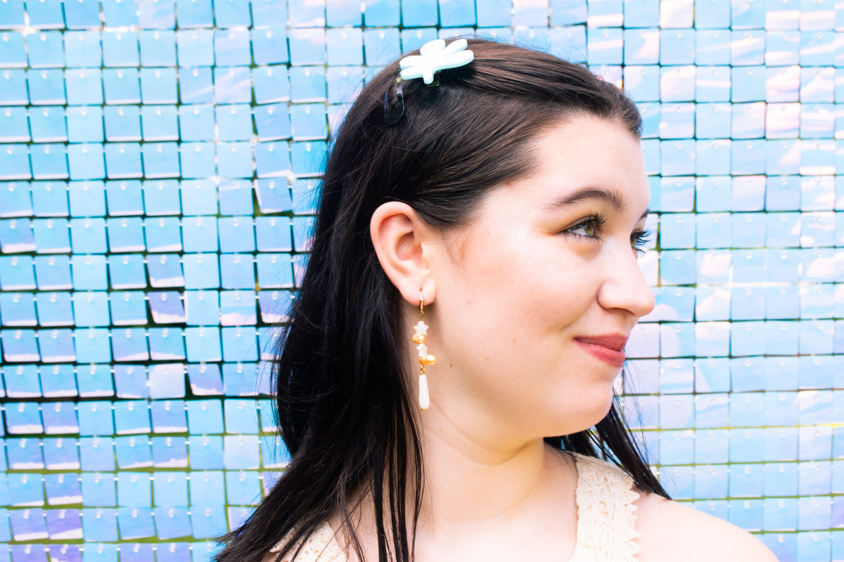 Star Pearl Charm Earrings