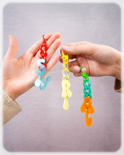 Customized Initials Bag Charm Chain - Teal/Green