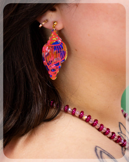 Painted Conch Shell Earrings