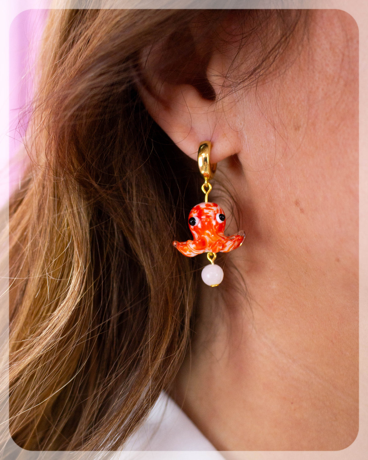 Glass Speckled Octopus Earrings