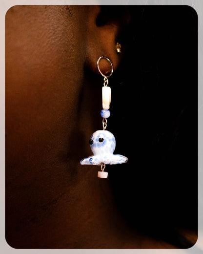 Glass Speckled Octopus Earrings
