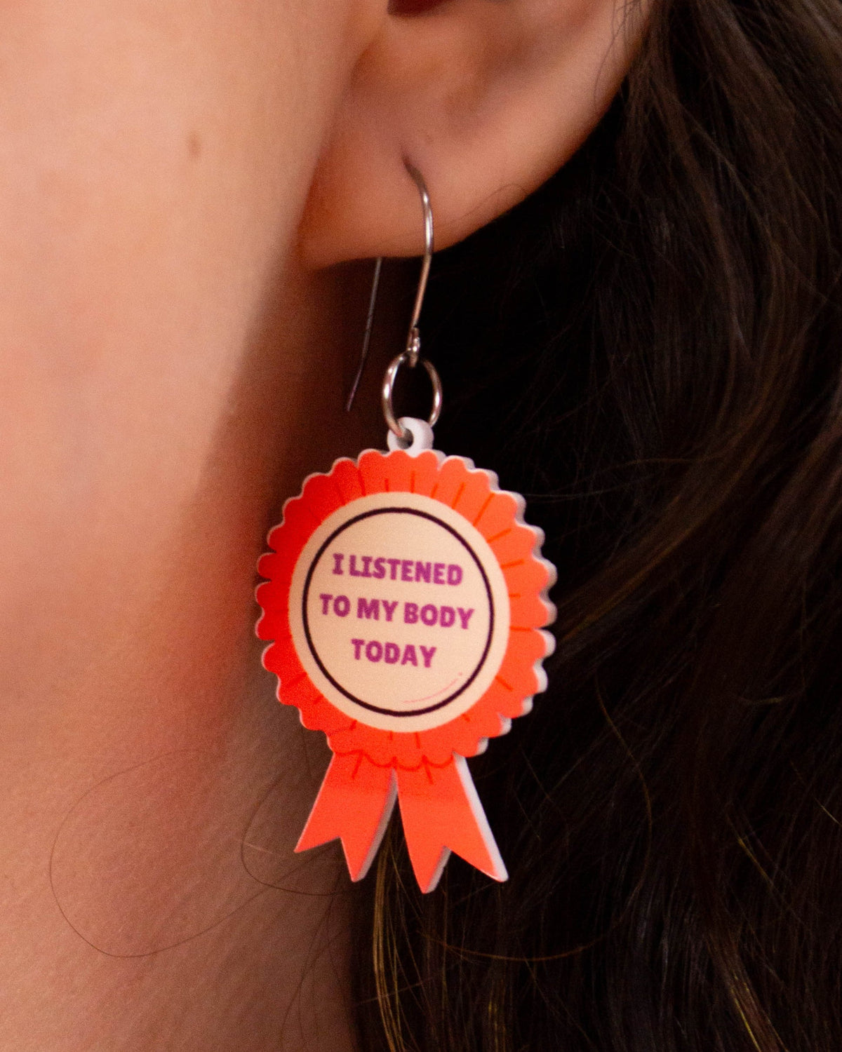 "I Listened to My Body Today" Medal Earrings