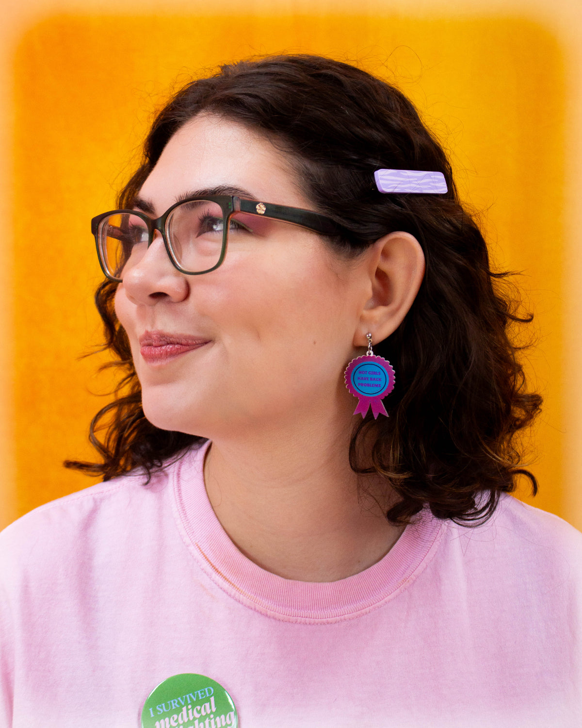 "Hot Girls Have Back Problems" Medal Earrings