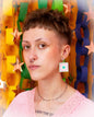 Crafty Quilt Squares Rainbow Dangle Earrings