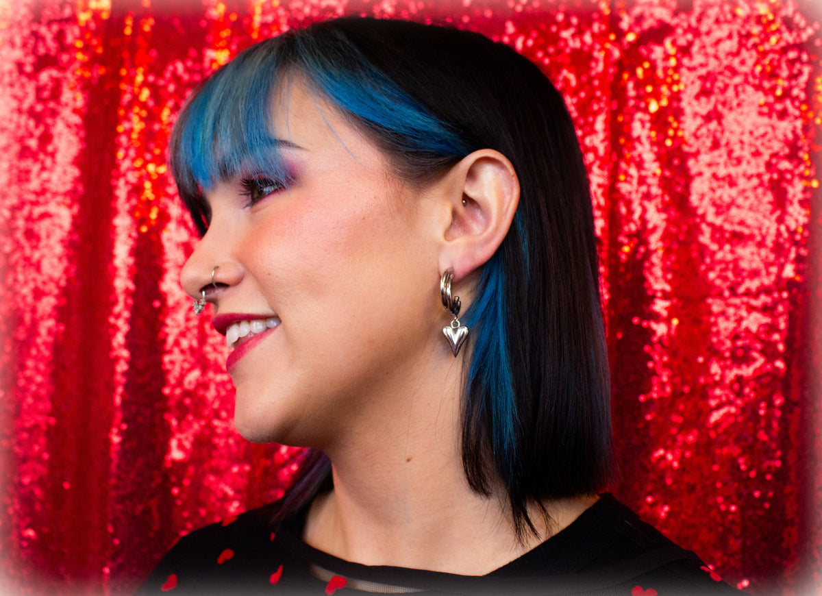 We Are Meant to Be-Titanium Heart Drop Earrings