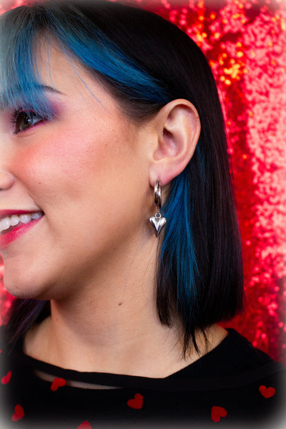 We Are Meant to Be-Titanium Heart Drop Earrings