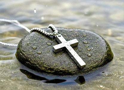 Solid sterling silver cross S925 stamp accent stainless steel necklace for men old world silver necklace cross super box chain for man jesus