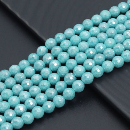 Mystic Silverite Plated Faceted Emerald Jade beads, U343