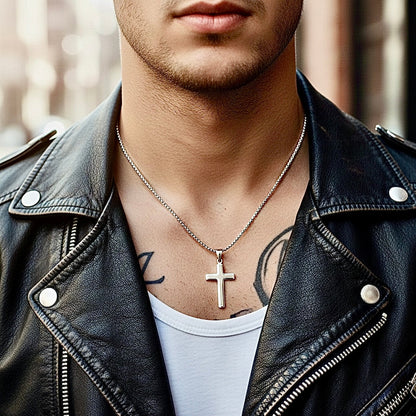 Sleek Silver Gold Cross Necklace for Men Women Waterproof Hypoallergenic Stainless Steel Girls Boy Jesus Hope Jewelry Christian Jewellery