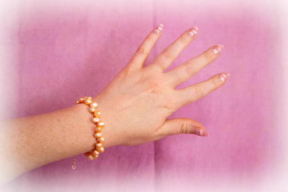 Soft Orange Glow - Freshwater Pearl Bracelet