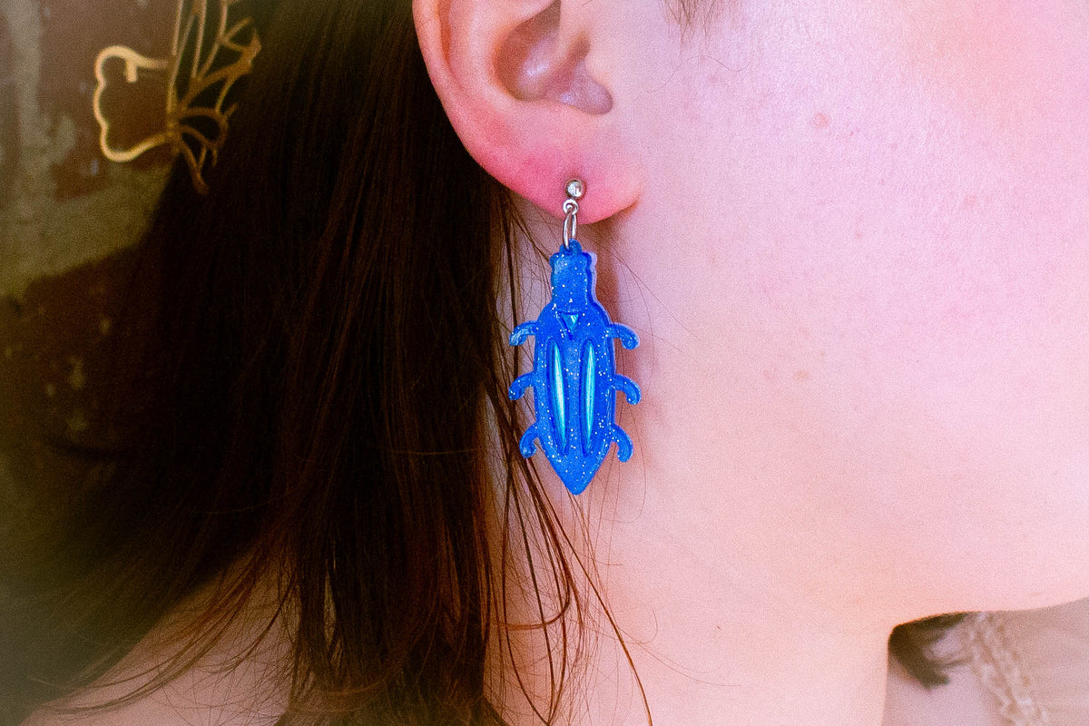 Colorful Beetle Bug Dangle Earrings