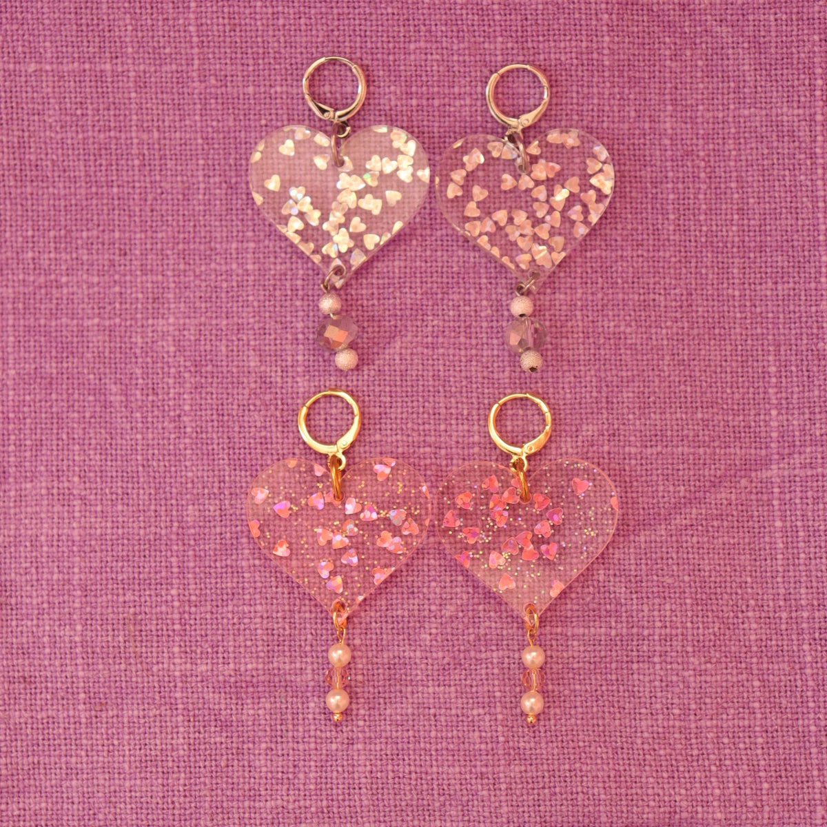 Glittering Confetti Heart Earrings