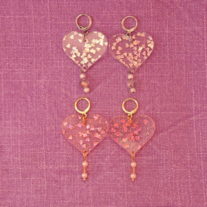 Glittering Confetti Heart Earrings