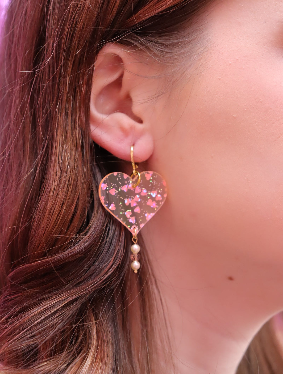 Glittering Confetti Heart Earrings