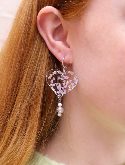Glittering Confetti Heart Earrings