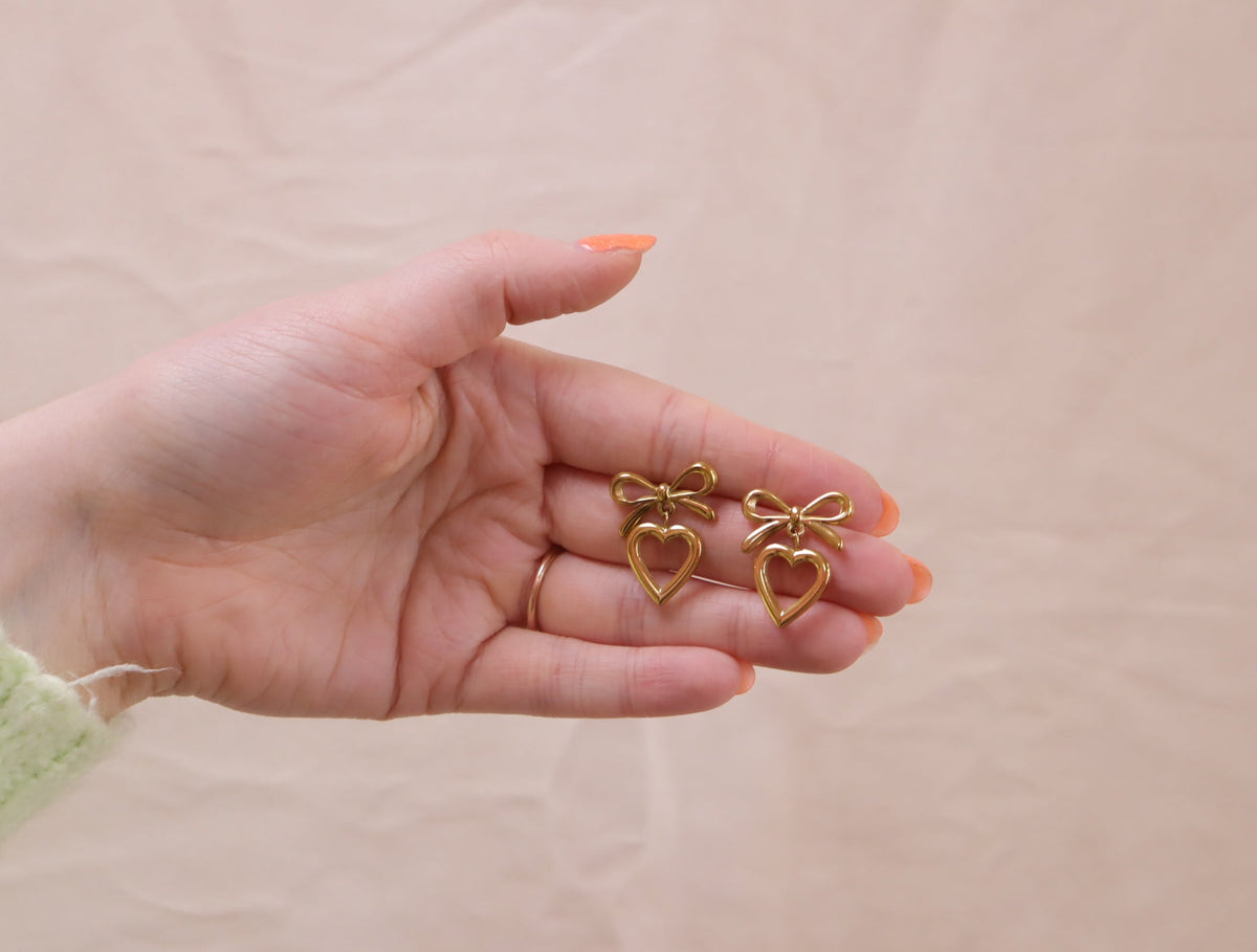 Give You My Heart Titanium Bow Earrings