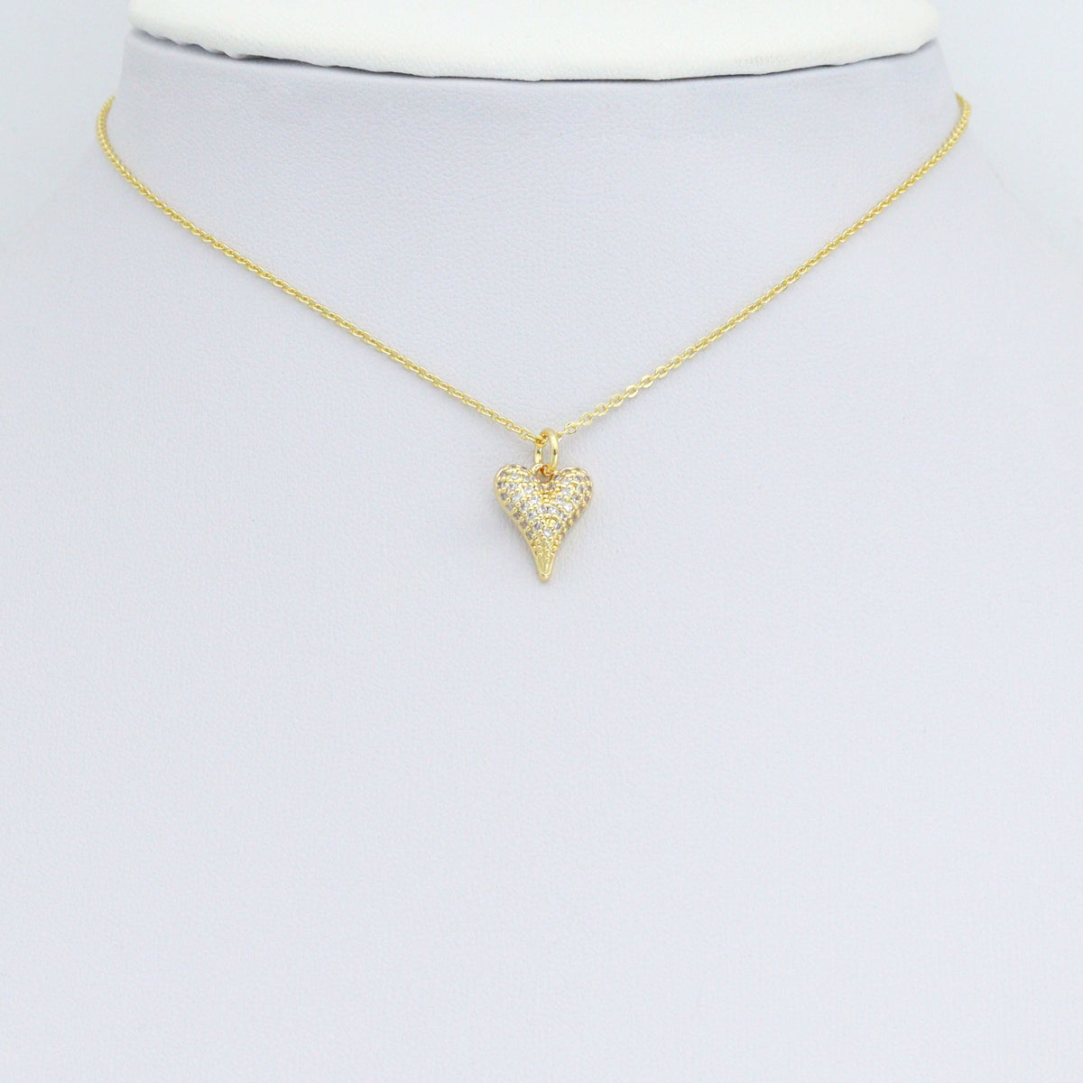 Cute Clear CZ Gold Heart Charm Pendant,Sku#LD709