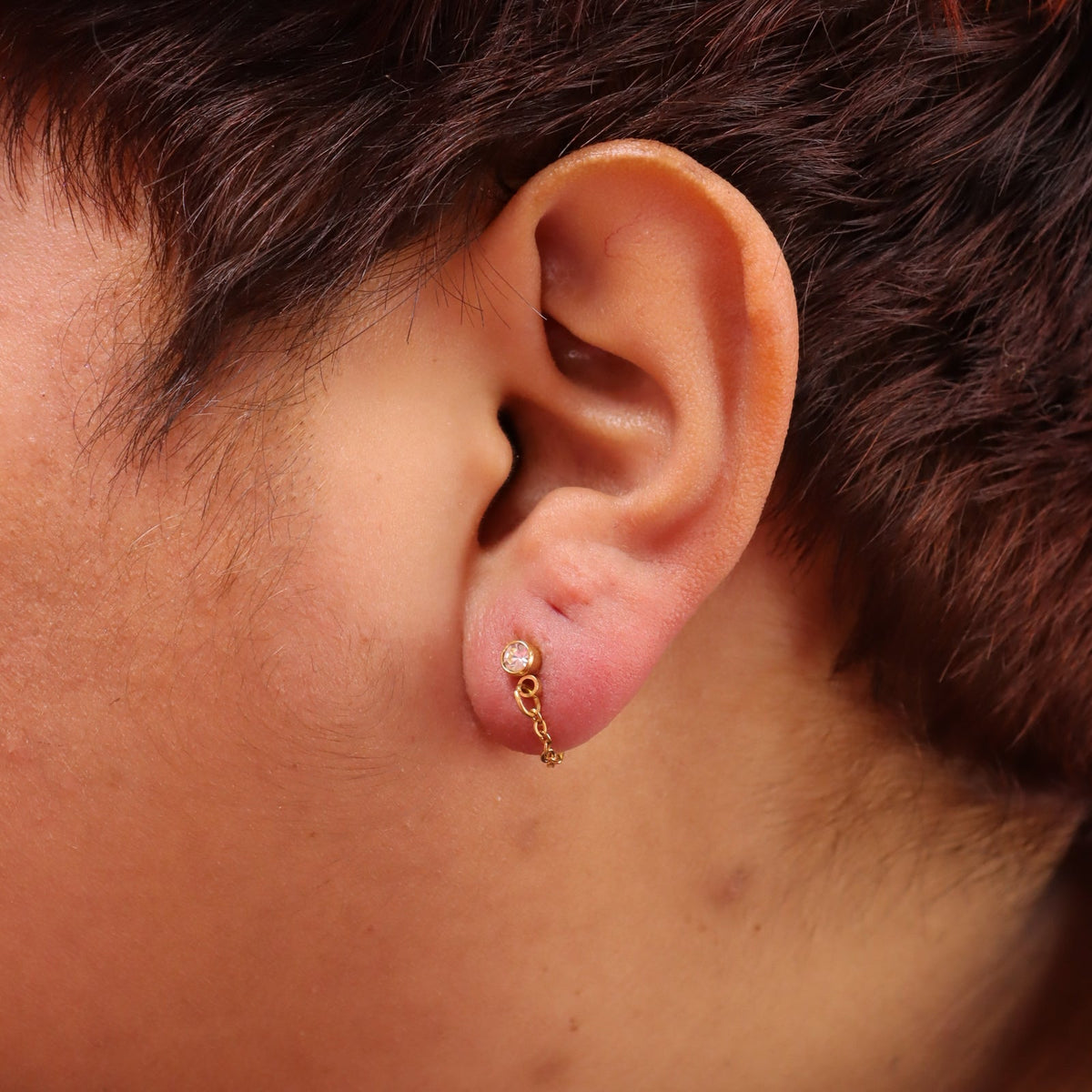 Titanium Looping Gem Stud Earrings