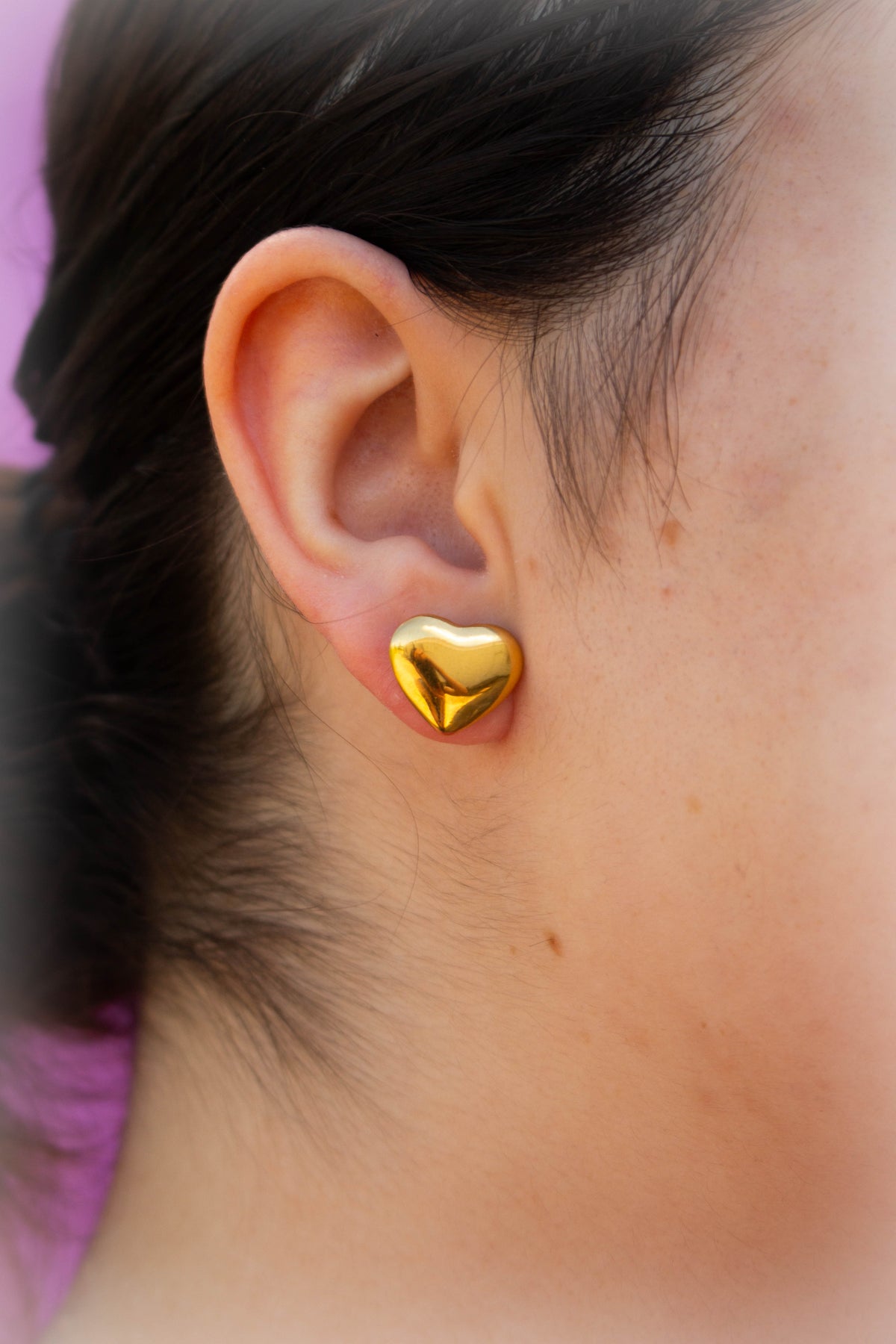 Large Puff Heart Stud
