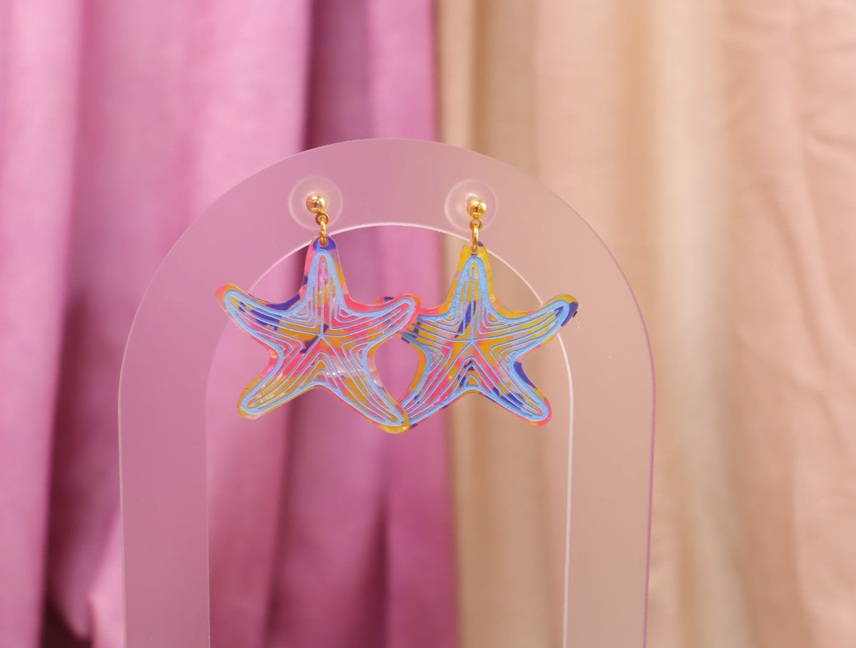 Painted Starfish Earrings