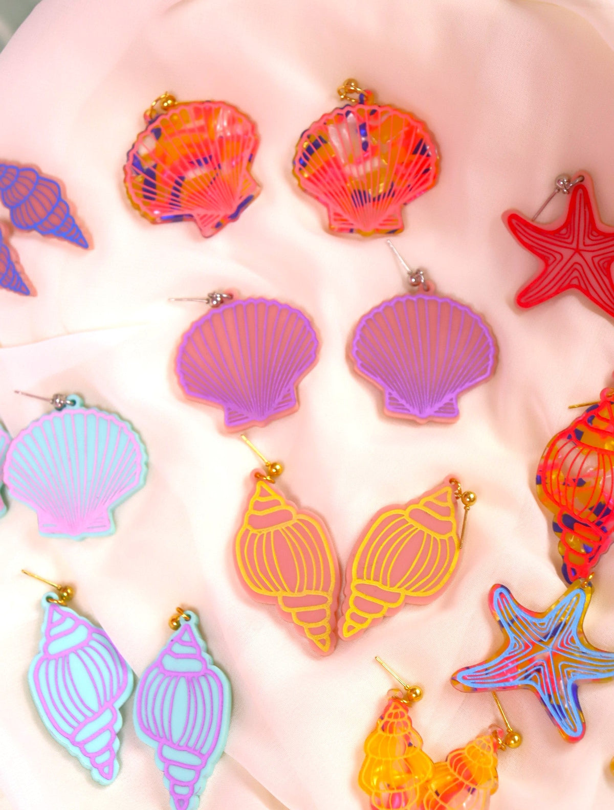 Painted Conch Shell Earrings