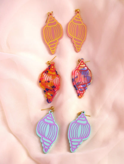 Painted Conch Shell Earrings