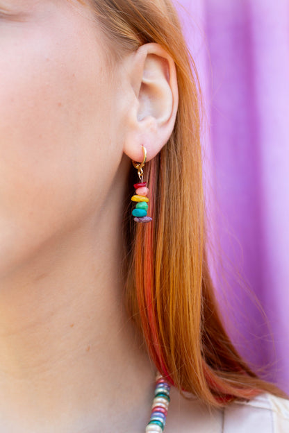 Stronger Today Rainbow Rock Charm Earrings
