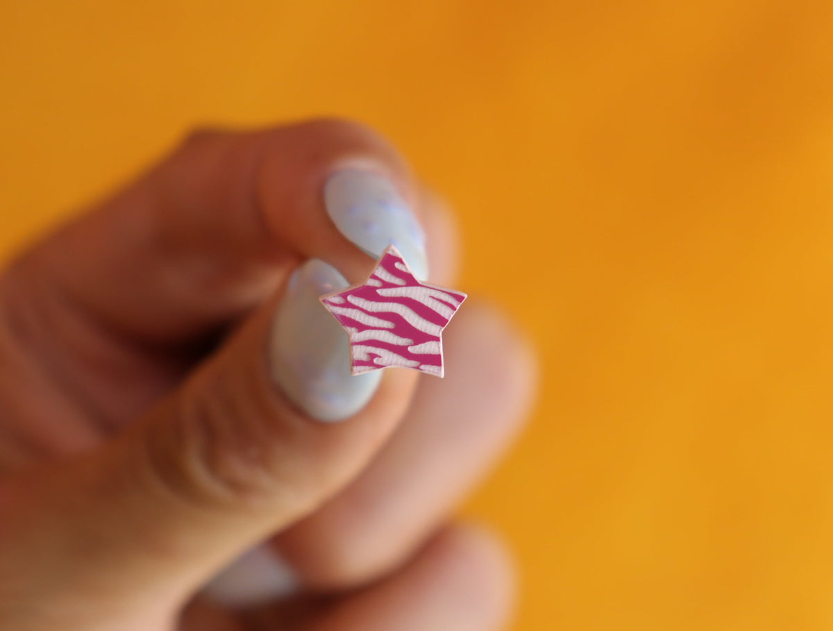 Zebra Stars - Tiny Stud Earrings