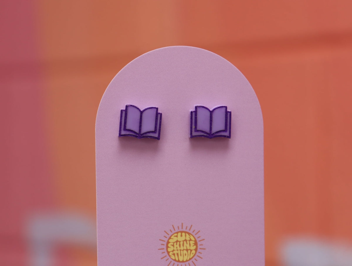 Open Book Tiny Stud Earrings