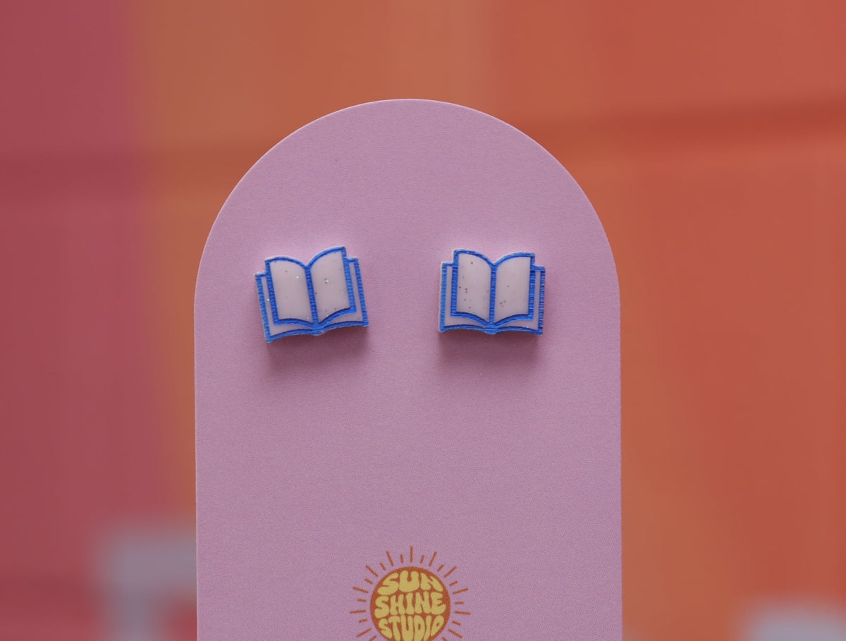 Open Book Tiny Stud Earrings