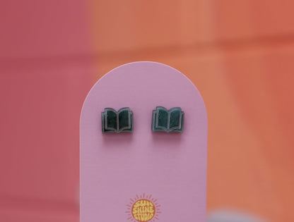 Open Book Tiny Stud Earrings
