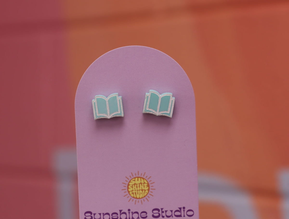 Open Book Tiny Stud Earrings
