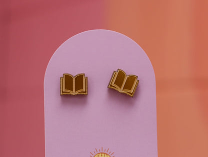 Open Book Tiny Stud Earrings