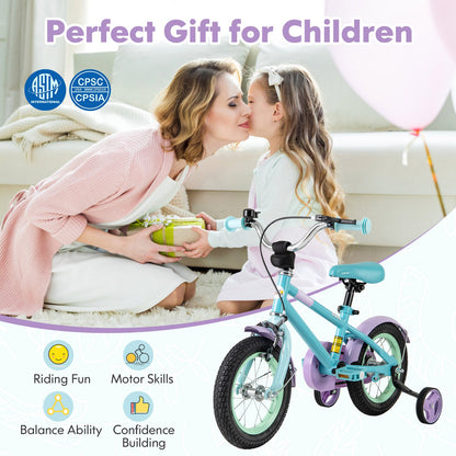 Kids Bike with Adjustable Handlebar and Saddle Purple-12 Inches