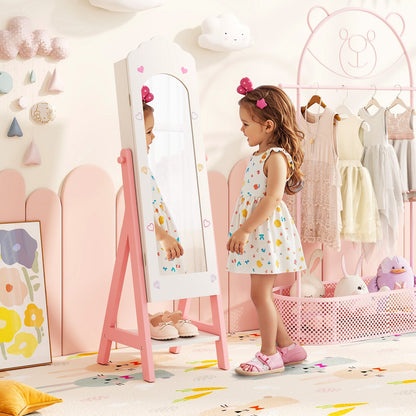 Kids Jewelry Organizer with Full Length Mirror Drawers and Storage Shelves-White