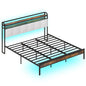 Twin/Full/Queen/King Size Bed Frame with LED Light and Charging Station