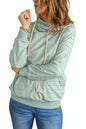 Green Striped Turtleneck Hoodie