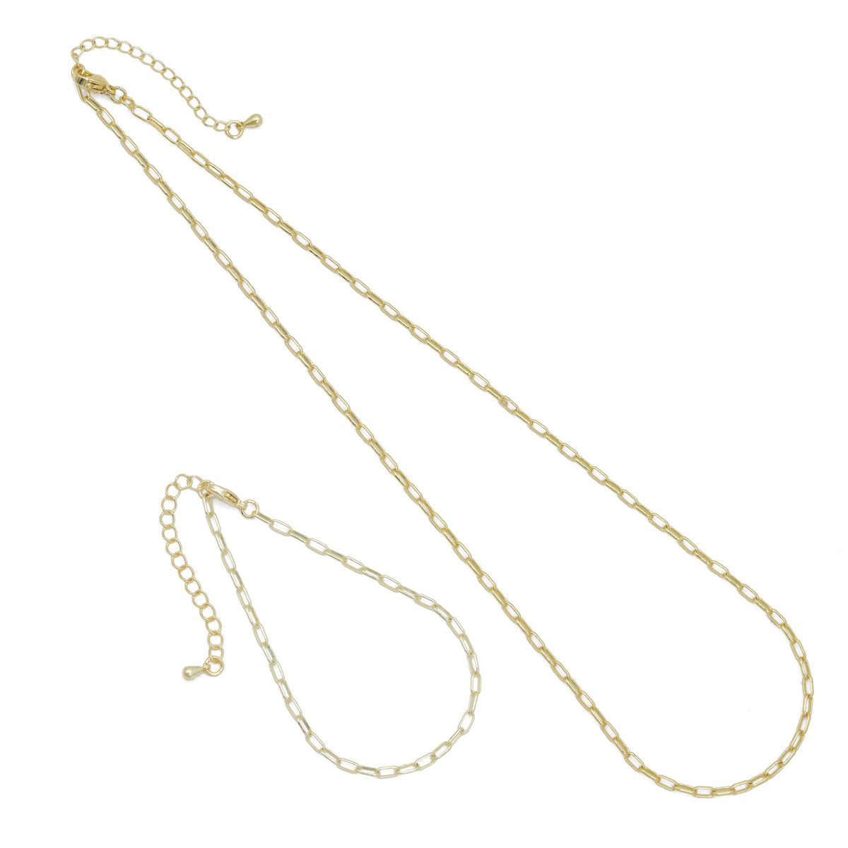 Thin Gold Silver Paperclip Link Chain Adjustable Necklace, Sku#LD488