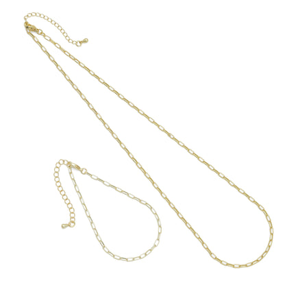 Thin Gold Silver Paperclip Link Chain Adjustable Necklace, Sku#LD488