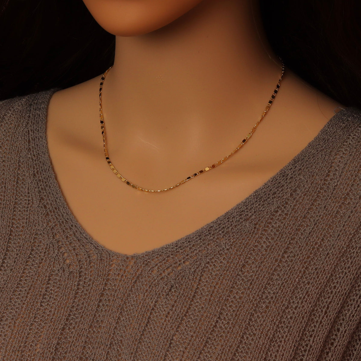 Gold Silver Shinny Disc Link Adjustable Necklace, Sku#LD670