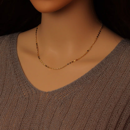 Gold Silver Shinny Disc Link Adjustable Necklace, Sku#LD670