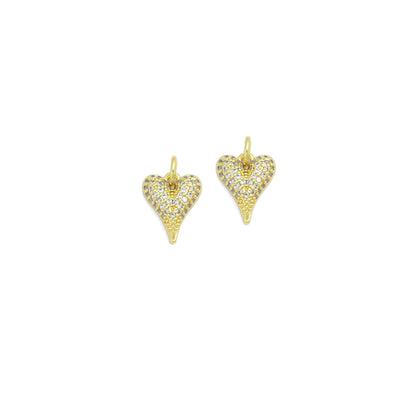 Cute Clear CZ Gold Heart Charm Pendant,Sku#LD709