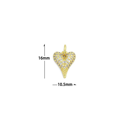 Cute Clear CZ Gold Heart Charm Pendant,Sku#LD709