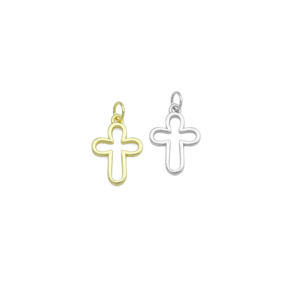 Gold /Bright Silver Frame Cross Charm Pendant,Sku#LD725
