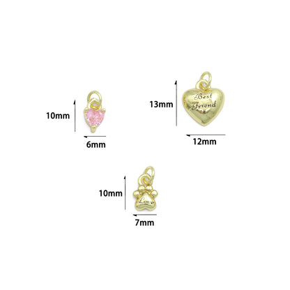 CZ Gold Heart Ram's Horn Charm Pendant,Sku#LD752
