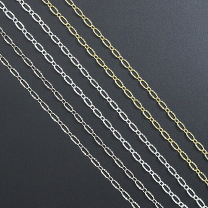 4mm Gold Flat Oval Linked Chain by Yard, Dainty  Delicate Oval Link Chain, Gold Plated Brass Chain, Wholesale Chain, sku#LK124